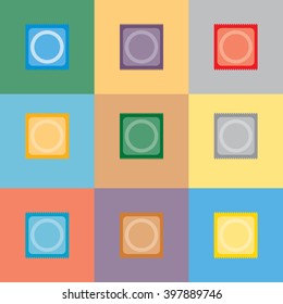 Set condom background. Safe love symbol