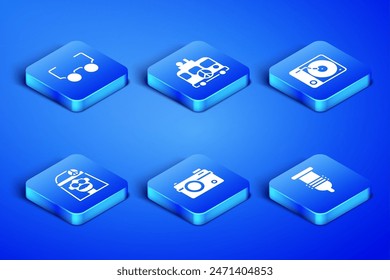 Set Condom, Glasses, Photo camera, Hippie girl, camper van and Vinyl player icon. Vector