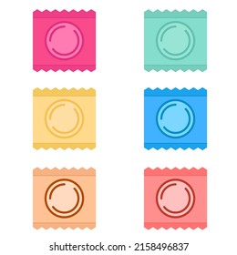 Set of condom packages isolated on white background. Vector illustration