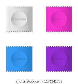 Set of condoms vector icon. World Contraception Day.