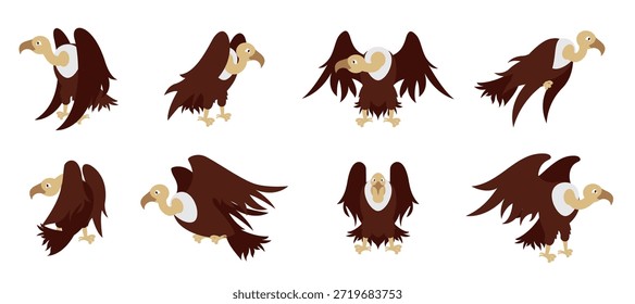 Conjunto de ilustración de Vectores de dibujos animados de Condor