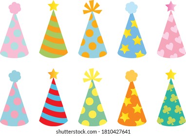 Set of the cone hat for the party