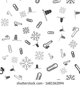 Set Cone meteorology windsock wind vane, Thermometer, Thermometer and Snowflake on seamless pattern. Vector