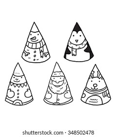 set of cone shape christmas doll