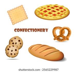 Set of confectionery on white background. Vector illustration