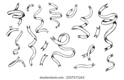 Set von Confetti handgezeichnete Vektorgrafik, Design-Elemente für Kreativkarten, Poster, Einladungen