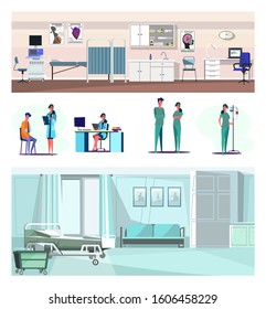 Set of confident lab worker, doctor and nurses. Flat vector illustrations of medical staff. Health care concept for banner, website design or landing web page