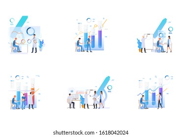 Set of confident lab workers, doctors and nurses. Flat vector illustrations of medical staff. Health care concept for banner, website design or landing web page