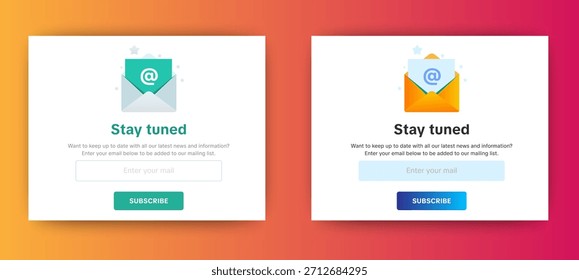 Set of Confirmation Email pop up notifications templates design. vector