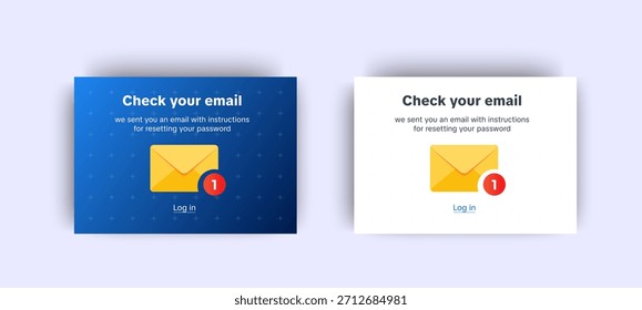 Conjunto de confirmação Email pop-up notificações modelos design. vetor
