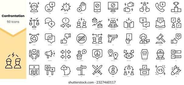 Set of confrontation Icons. Simple line art style icons pack. Vector illustration