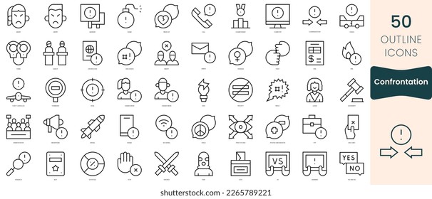 Set of confrontation icons. Thin linear style icons Pack. Vector Illustration