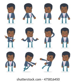 Set of Confused and Sad Character Startup entrepreneur in ignorance poses for using in presentations, etc.