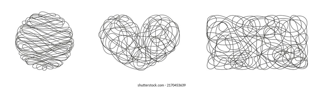 A set of confusing thoughts. Vector. Doodle. Black.