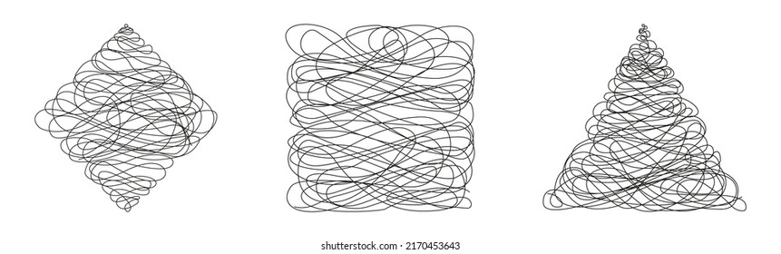 A set of confusing thoughts. Vector. Doodle. Black.