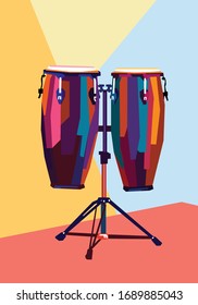 A set of conga in pop art style isolated by background for musical activity illustration icon and image