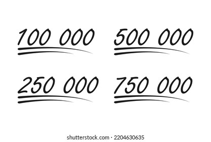 Set of Congratulation number lettering, Collection celebrate follower icon, web online post vector illustration .