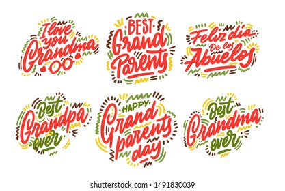 Set of congratulations for grandparents. ''grandparents day''