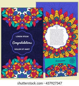 Set congratulations vector cards and envelope. on decorated background. Happy Birthday template , brochure, gift certificate, party invitation, congratulation