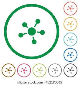 Set of Connect color round outlined flat icons on white background