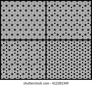 Set of connect triangle mesh and circle seamless pattern background vector