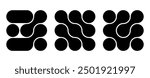 Set of connected black dots. Transition metaballs. Integration symbol. Circles pattern. Vector illustration