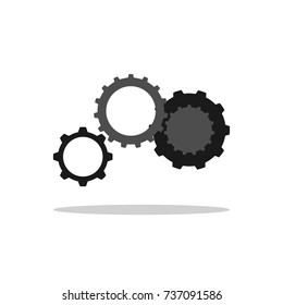 Set of connected cogwheels. Collection of mechanical gears