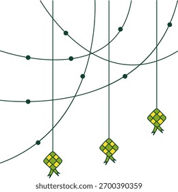 Eine Reihe von verbundenen Ketupat Reisknödel Dekorationen für islamische Festival Banner Design.