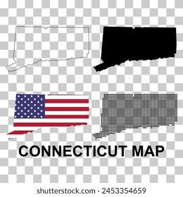 Set of Connecticut map, united states of america. Flat concept icon vector illustration .