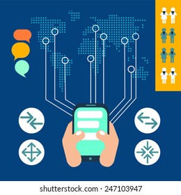 set of connection icons for mobile communication