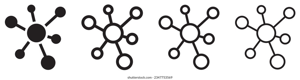 Set of connection icons. Network symbol, hub network connection. Business network. EPS 10.