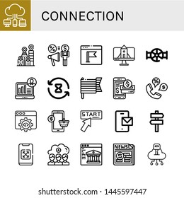 Set of connection icons such as Cloud, City, Share, Browser, Website, Valve, Demographic, Processing time, Pride, Smartphone payment, Phone, Web development, Mobile , connection