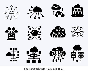 set of connection line icons for cloud services.
