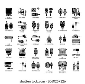 Set of Connector Types thin line icons for any web and app project. 