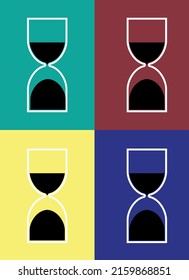 Set consisting of an hourglass on 4 types of colored background