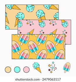 The set consists of summer patterns with popsicle ice cream and waffle cone