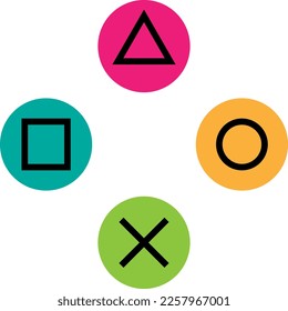Set of console button symbols for gaming.