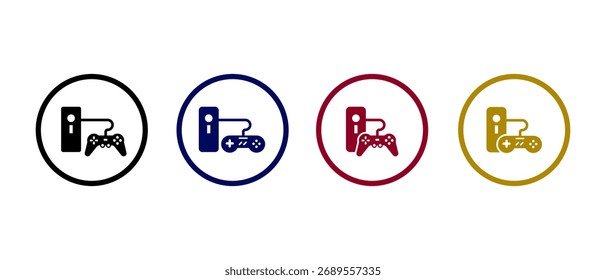 Set of console controller, video game icon in flat style - stock vector.