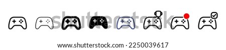 Set of Console Gamepad line shapes, thin line design vector illustration