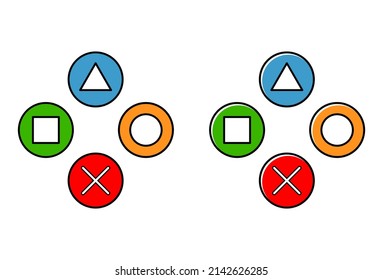 Set of Console gaming gamepad icon, joystick gadget technology button vector illustration, play fun game .