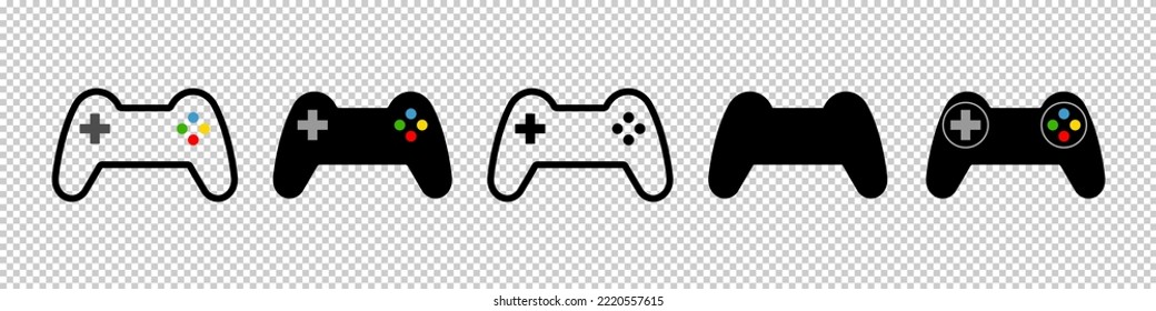 Set of Console gaming gamepad icon, joystick gadget technology button vector illustration, play fun game .