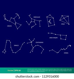 Set Constellation Star Icon Vector Logo Template Illustration Design. Vector EPS 10.