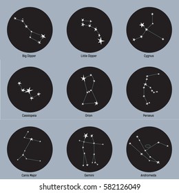 set of constellations on a dark background