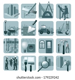 Set of construction & architecture icons. Vector illustration