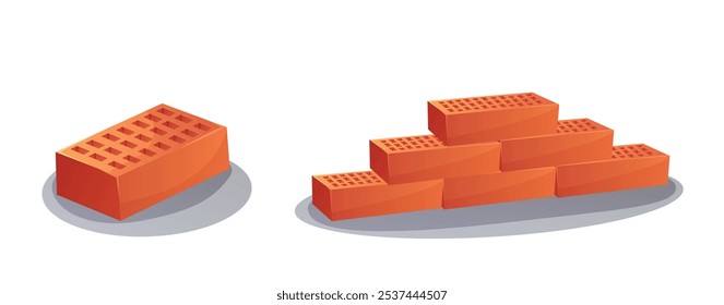 Set of Construction bricks in cartoon style. Material for construction. Vector illustration on white background.