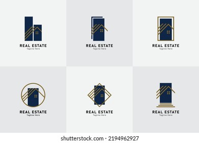 Set of construction building, real estate, home logo design template
