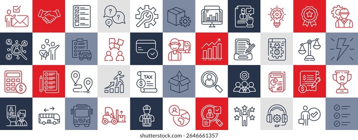 Set of Construction consulting icons, Collection of Icons with Red and Grey tones