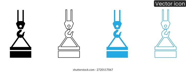 Conjunto de iconos de grúa de construcción en varios estilos para uso industrial