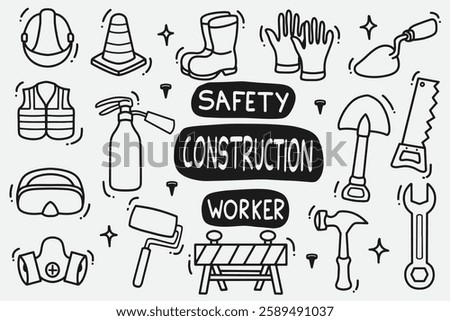 set of construction doodle good for background, wallpaper, element design, etc