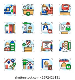 Set of Construction Equipment Flat Icons

